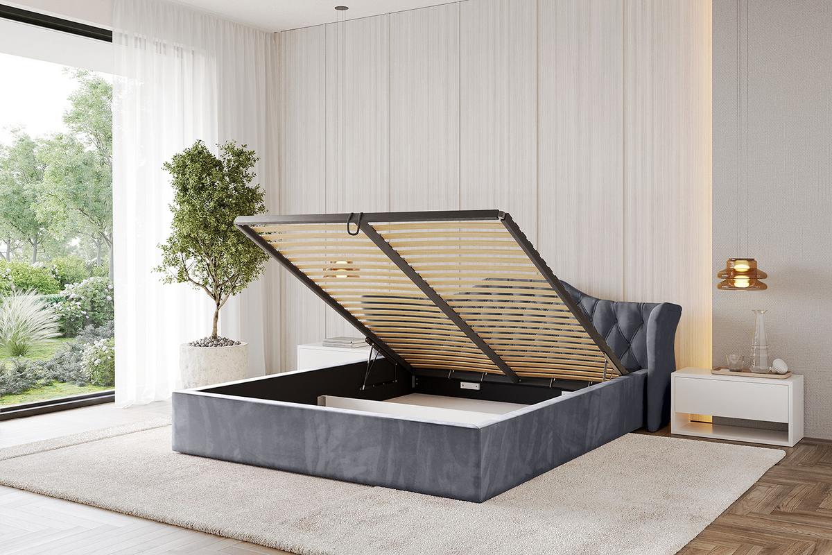 POLSTERBETT mit Bettkasten und Lattenrost, Bett mit Matratze H3/H4 - ZORAN-V1 120x200 Dunkelgrau - Dunkelgrau, Holzwerkstoff/Textil (120/200cm) - ALTDECOR