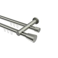 GARDINENSTANGE INNENLAUF Platon Sitra 360 cm (geteilt in 2 x 180 cm), 2-läufig, 20 mm Ø Edelstahl-Optik - Edelstahlfarben, Metall (360cm) - INTERDECO