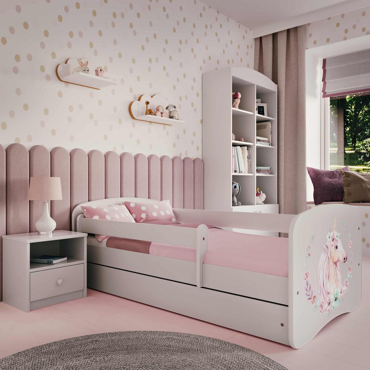 KINDERBETT Pferd mit Schublade und Matratze 140/70 - Weiß, Holzwerkstoff (70/140cm) - RAUMHIRSCH FURNITURE