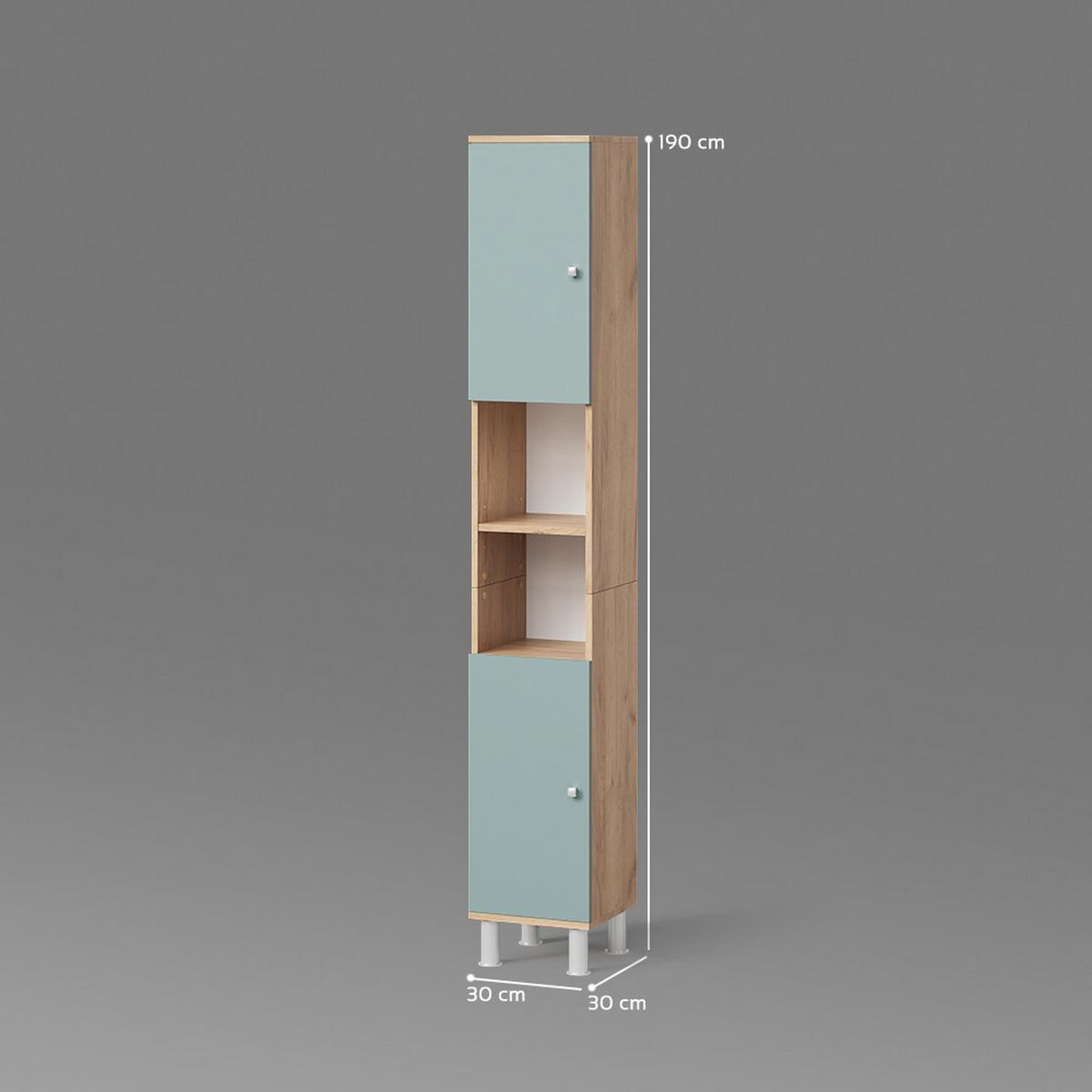 BADSCHRANK Fucino Grün 30 x 190 cm - Grün, Holzwerkstoff (30/190/30cm) - Livinity®