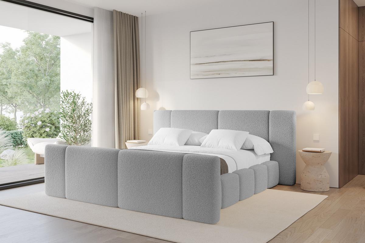 POLSTERBETT mit Bettkasten, Fußteil und Lattenrost, Bett mit Matratze H3/H4 - NILO-Z 180x200 Hellgrau - Taupe, Holzwerkstoff/Textil (180/200cm) - ALTDECOR