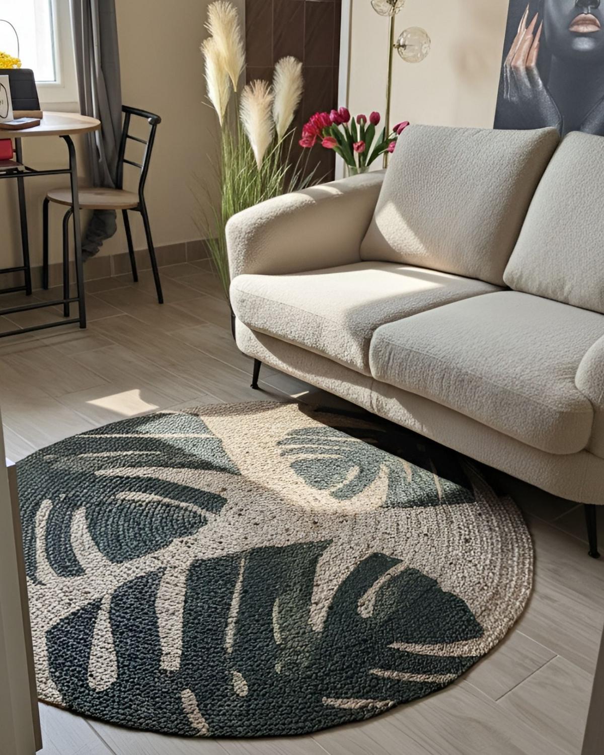 TEPPICH geflochten Incik 140/140 cm - Beige, Naturmaterialen (140/140cm) - Beliani