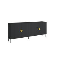 KOMMODE AXIS 213,2/87,6/40cm mit Schubladen 4 Türen Schwarz - Schwarz, Holzwerkstoff (213.2/87.6/40cm) - MASSENO