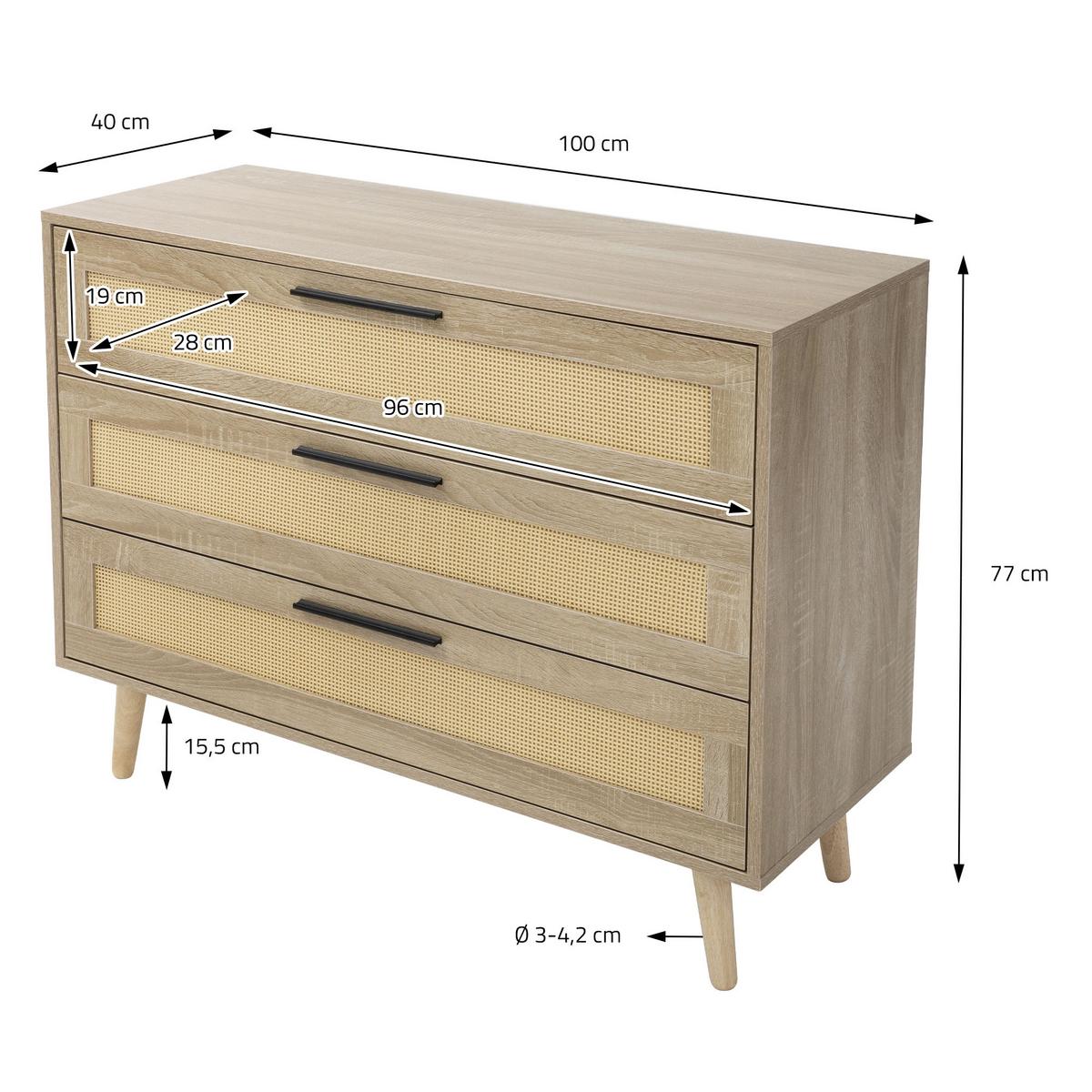 KOMMODE 100x77x40 cm Eiche-Optik - Beige, Holzwerkstoff (100/77/40cm) - ML-DESIGN
