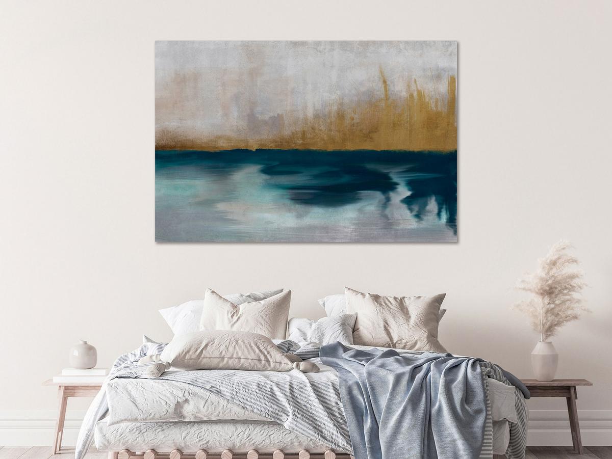 KUNSTDRUCK Grau 120/80 cm - Blau/Grau, Textil (120/80cm) - KUNSTLOFT