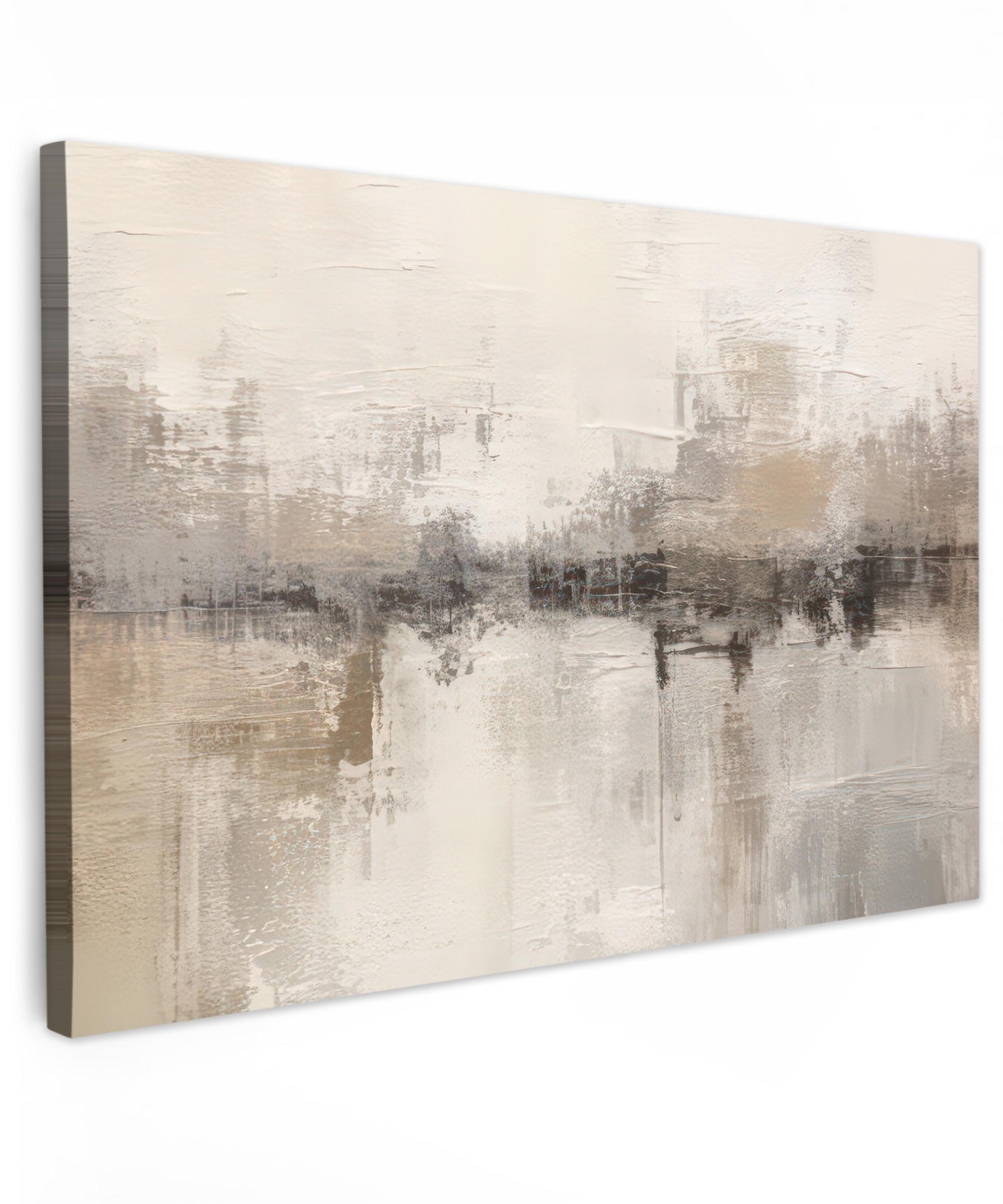 LEINWANDBILD Moderne Kunst - Abstrakt - Beige XXL 150x100 cm - Beige, Textil (150/100cm) - MuchoWow