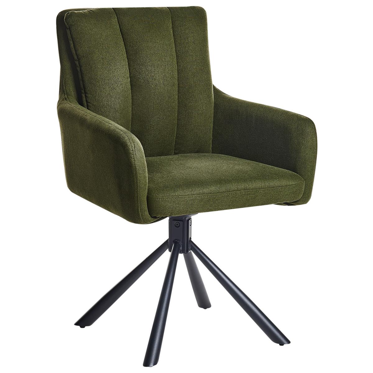 ESSZIMMERSTUHL 2er-Set Dunkelgrün Sardoal - Dunkelgrün/Schwarz, Textil (56/86/65cm) - Beliani