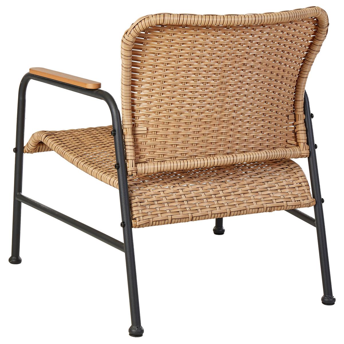 GARTENLOUNGE 4-Sitzer Naturfarben Ofanto - Schwarz/Naturfarben, Kunststoff - Beliani