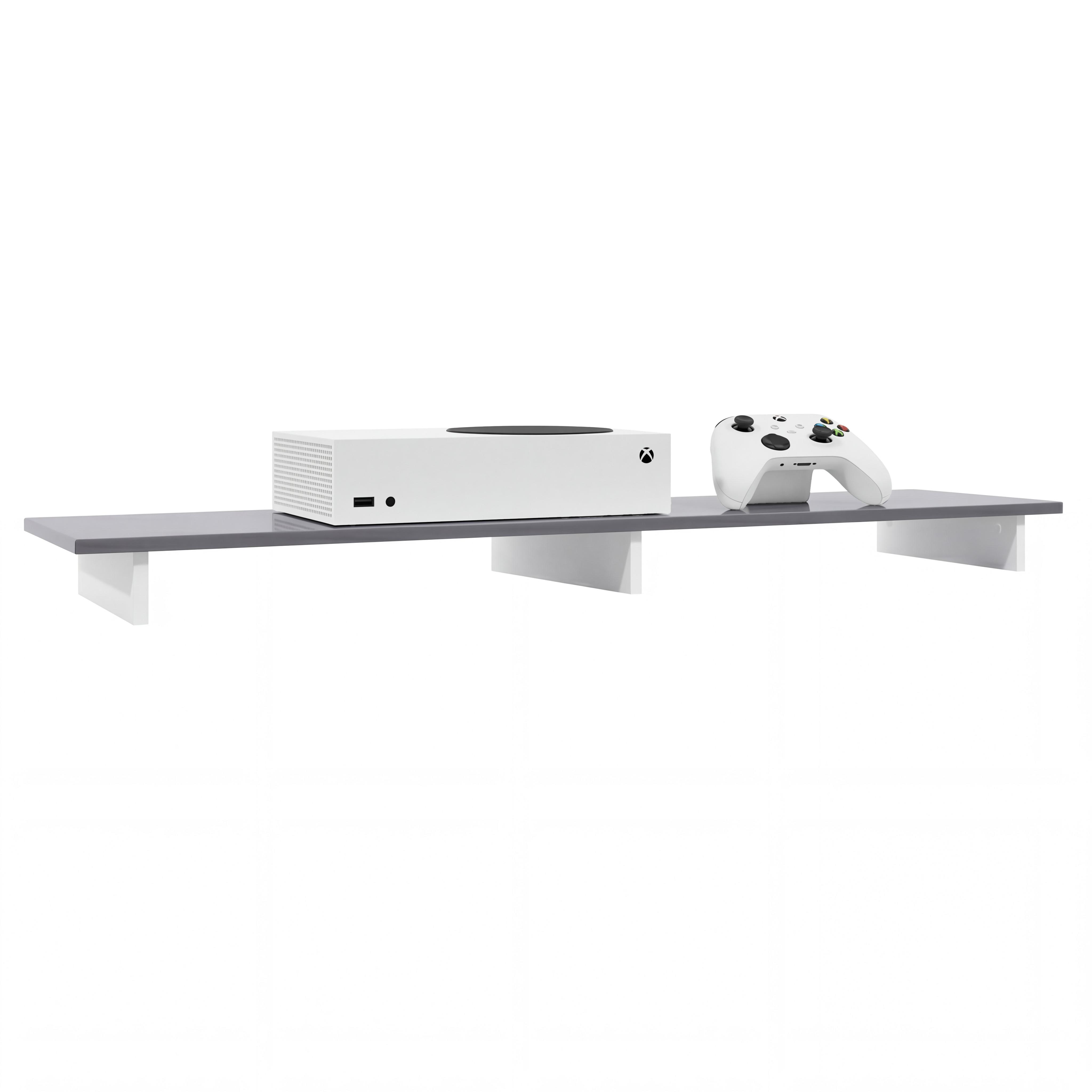TVAUFSATZ Game Weiß matt / Grau Hochglanz - Grau, Holzwerkstoff (138.5/9.5/34.5cm) - Vladon