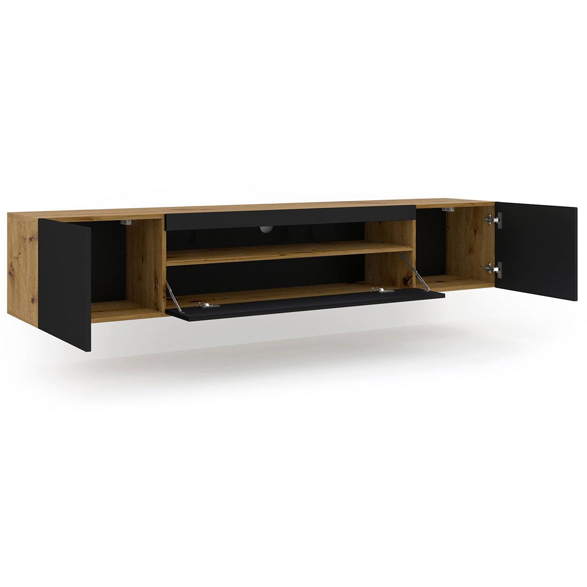 TV-MÖBEL Aurus Holz und Schwarz - Braun, Holzwerkstoff (200/36/37cm) - Petits-meubles