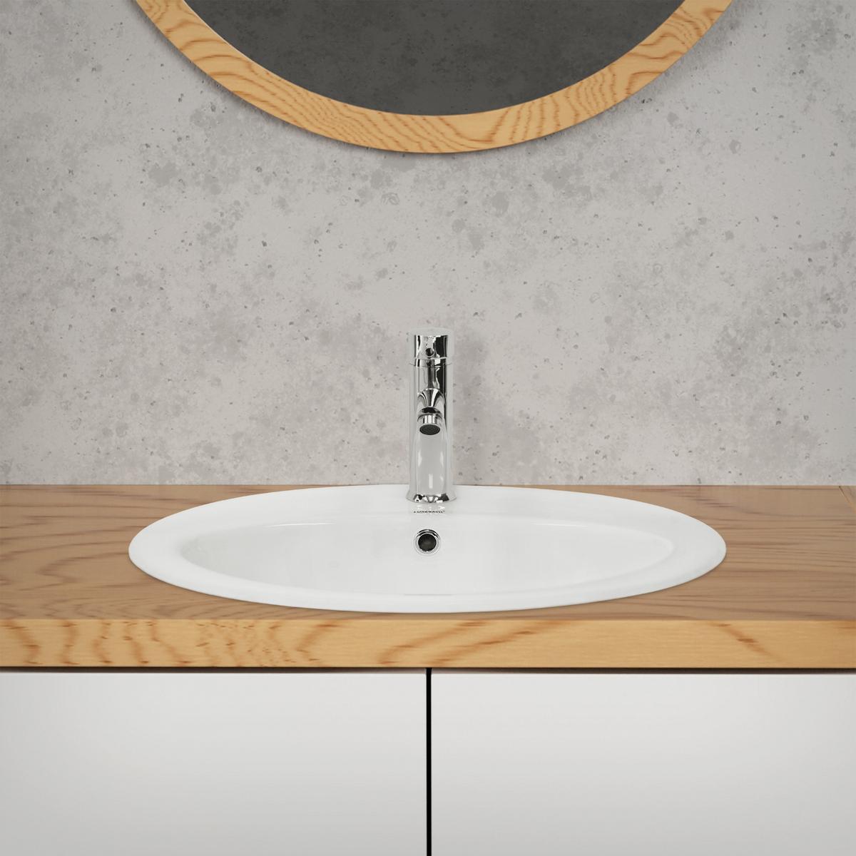 WASCHBECKEN - Weiß, Keramik (48.5/19.5/57cm) - ML-DESIGN
