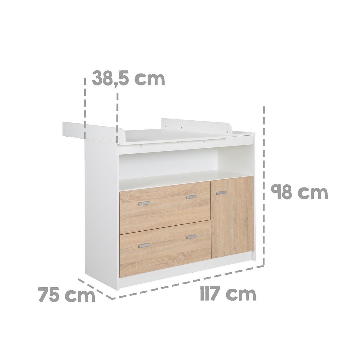 BABYZIMMER-SET Gabriella mit breiter Wickelkommode 2-teilig - Multicolor, Holzwerkstoff (76/80/142cm) - Roba