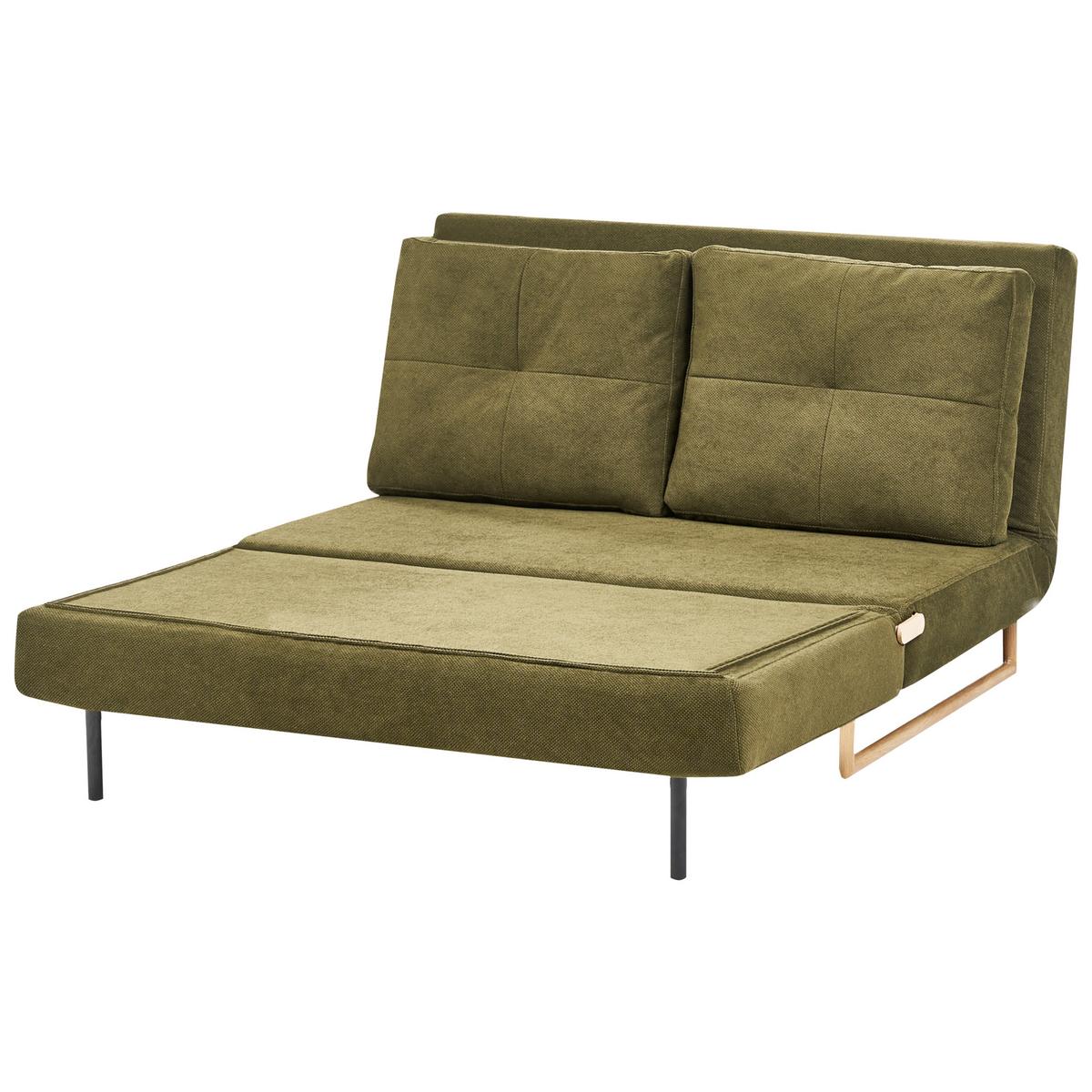 SCHLAFSOFA 2-Sitzer Stoff Grün Jerslev - Hellbraun/Braun, Textil (120/87/84cm) - Beliani