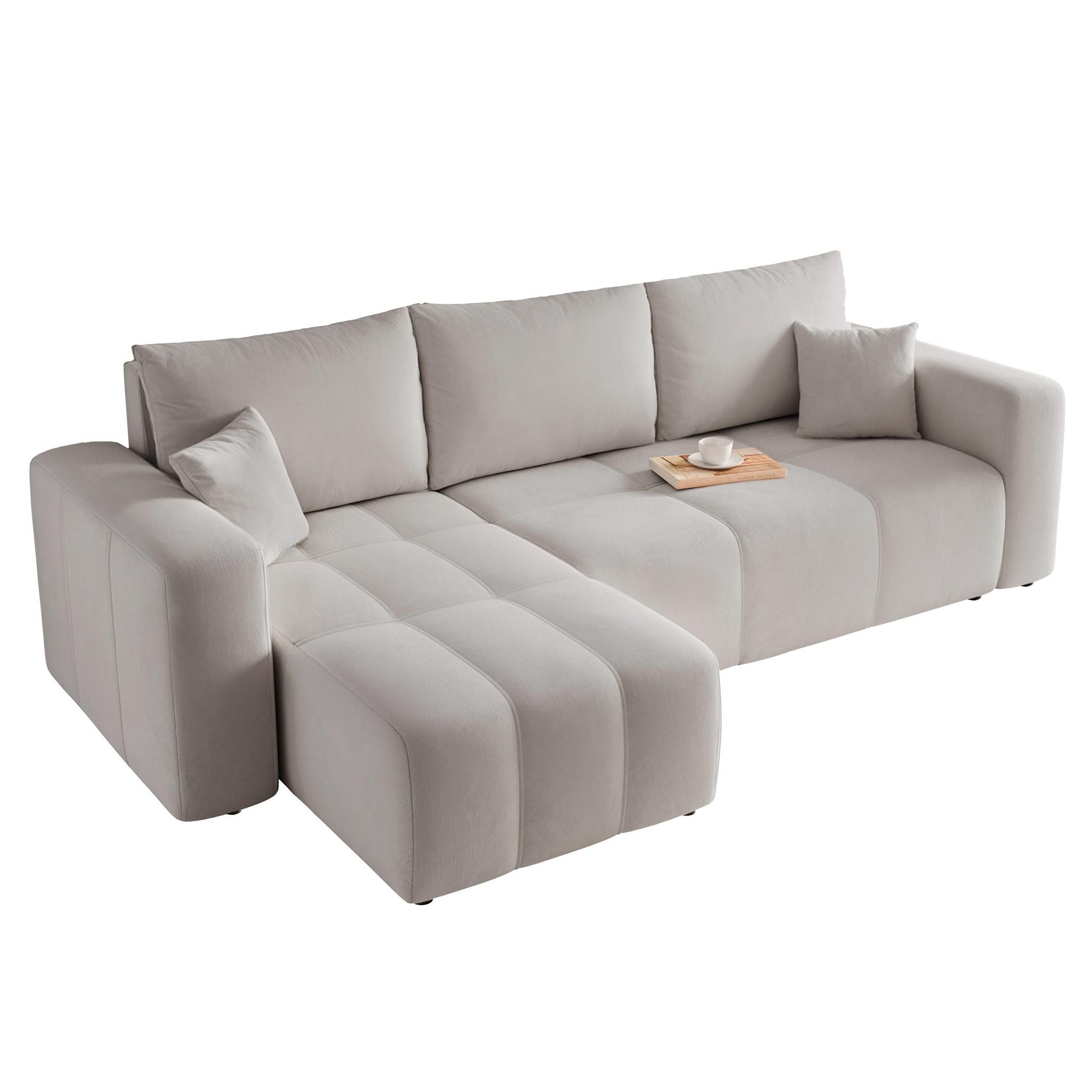 ECKSOFA Leros Mit Schlaffunktion - Hellgrau, Holzwerkstoff/Textil (248/145cm) - Fun Möbel