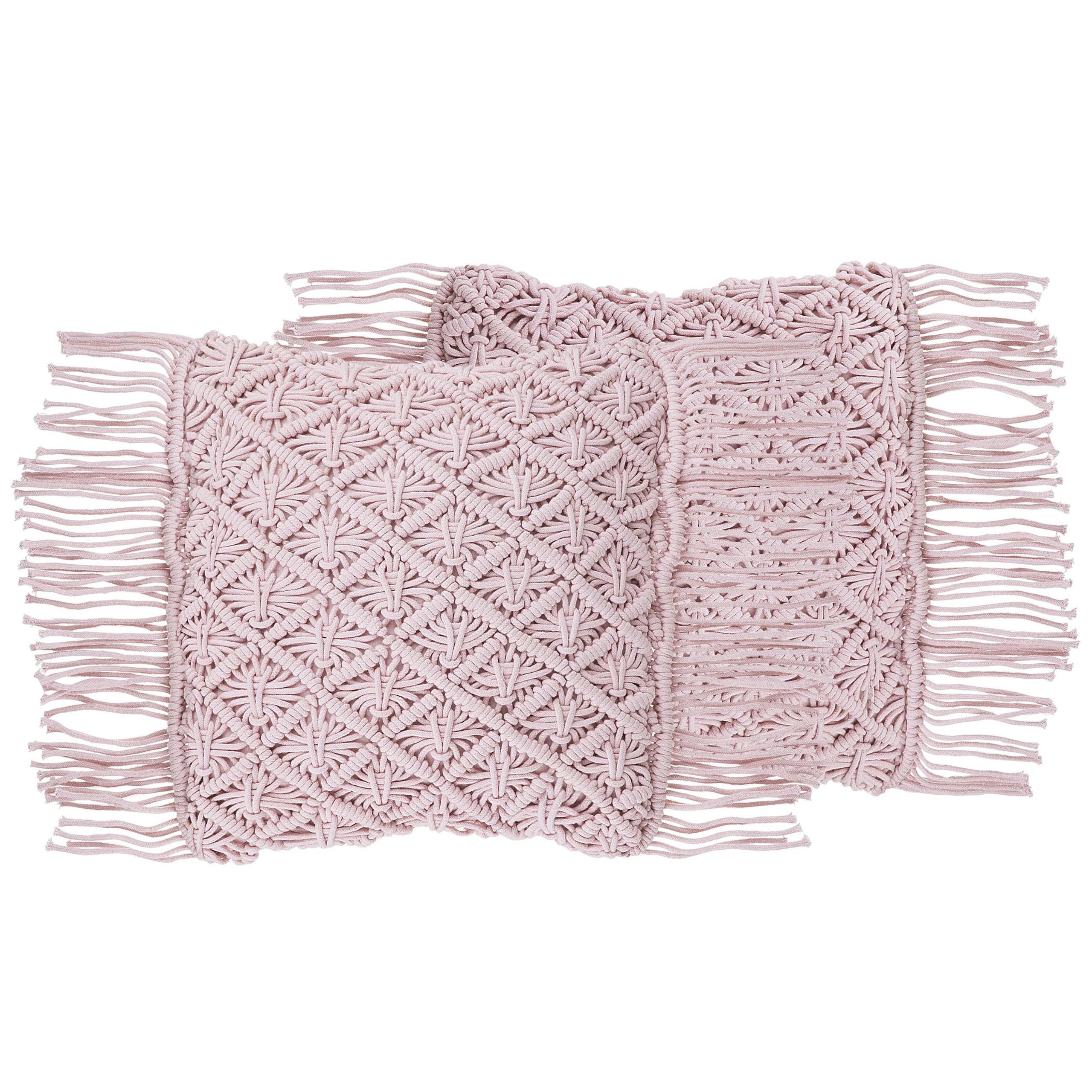 DEKOKISSEN 2er-Set Pastellrosa 40/40 cm Yaniklar - Pink, Naturmaterialien/Textil (40/40cm) - Beliani