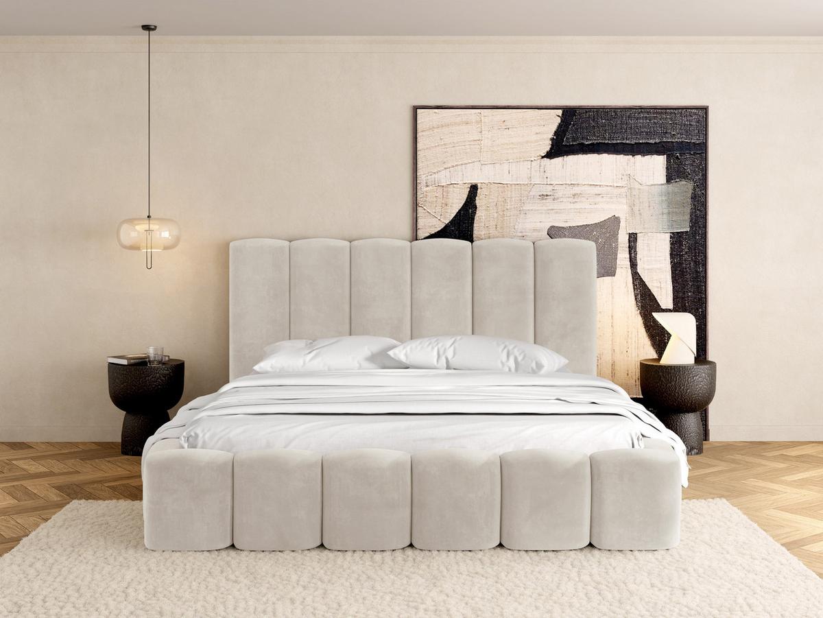 POLSTERBETT Serenity mit Bettkasten, Beige Samt 120x200 cm - Champagner/Beige, Holzwerkstoff/Kunststoff (120/200cm) - WFL GROUP
