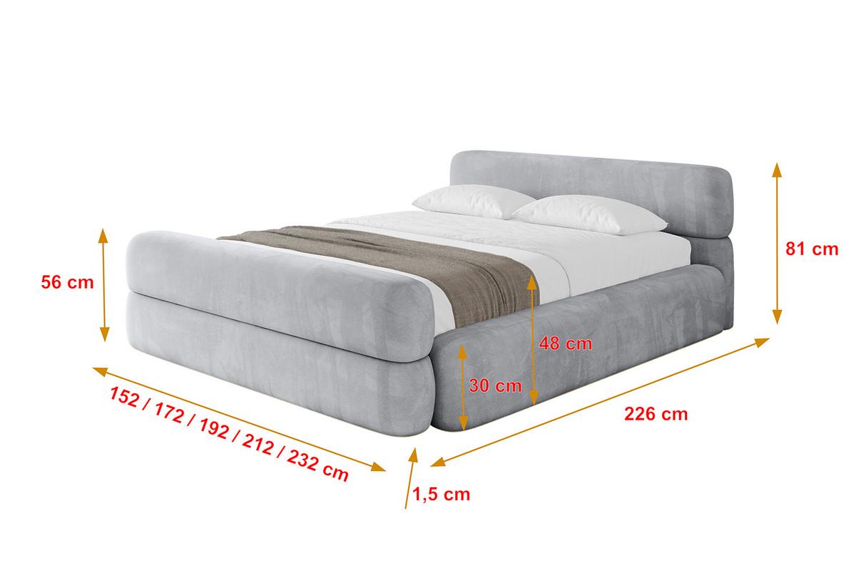 POLSTERBETT mit Bettkasten, Fußteil und Lattenrost, Boxbett mit Matratze H3/H4 - ENORA-Z-V1 180x200 Hellgrau - Hellgrau, Holzwerkstoff/Textil (180/200cm) - ALTDECOR