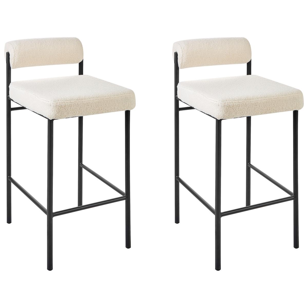 BARSTÜHLEN 2er-Set Weiß Amaya - Creme/Schwarz, Textil (42/82/42cm) - Beliani