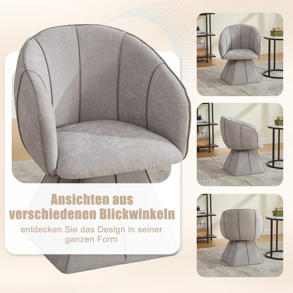 DREHSTUHL 360° Chenille Ergonomischer Sessel Wohnzimmer & Schlafzimmer - Grau, Textil (56/74.5/54cm) - Urban Meuble