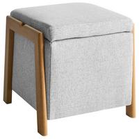 POUF mit Stauraum Stoff 45 cm Hellgrau Edland - Hellgrau, Textil (45/44/43cm) - Beliani