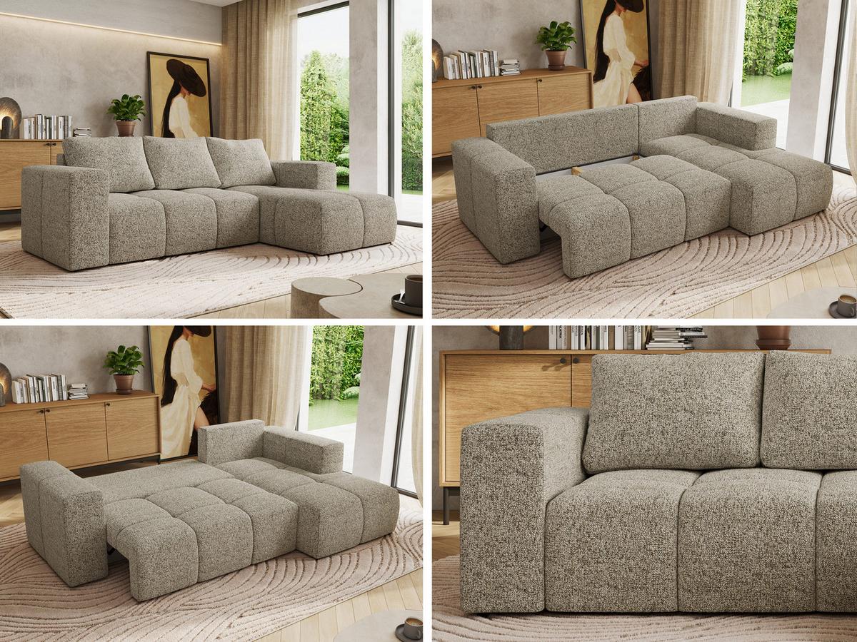 ECKSOFA MONIVA Beige Strukture - Rechts - Beige/Schwarz, Kunststoff/Textil (266/164cm) - MKS