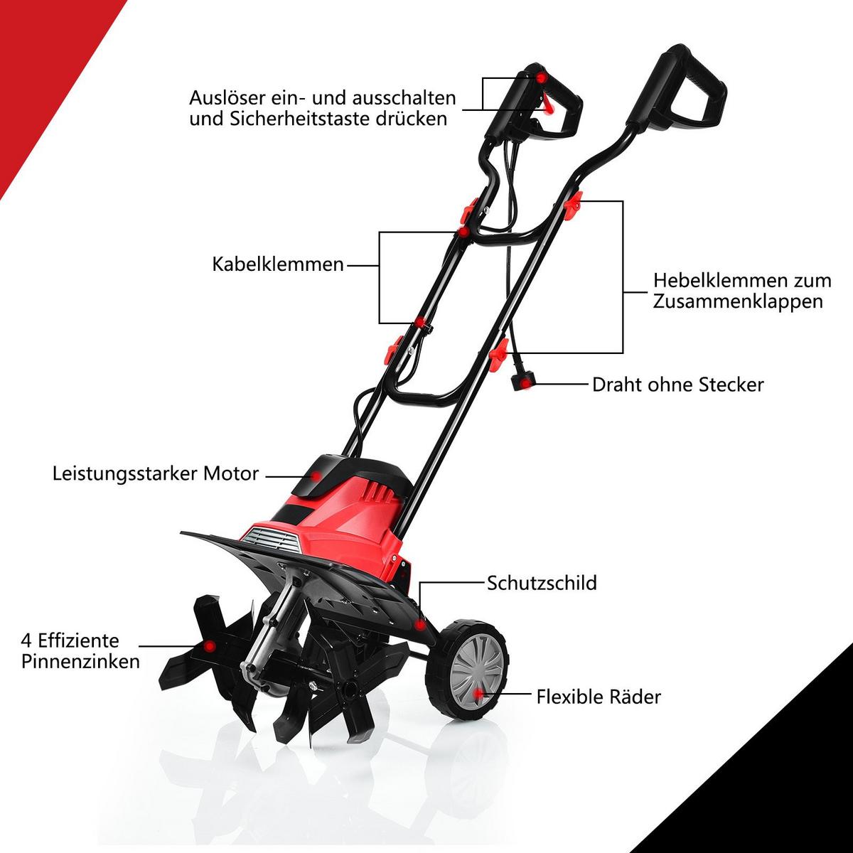 GRUBBERFRÄSEN Rot - Rot, Metall (104.5/36.5/102cm) - COSTWAY