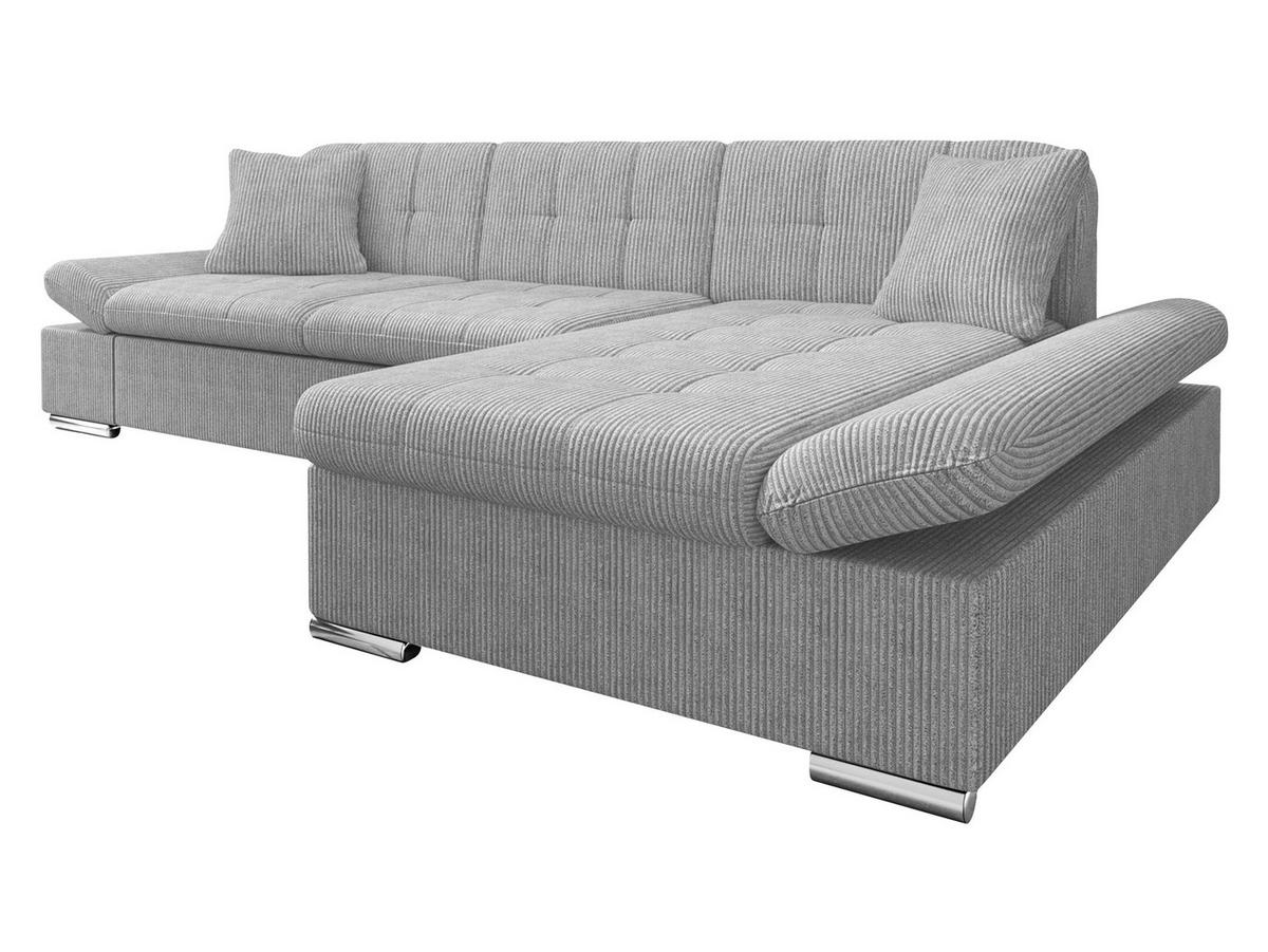 ECKSOFA Malwi Cord, Seite: Rechts - Hellgrau, Holz/Textil (278/161cm) - MIRJAN24