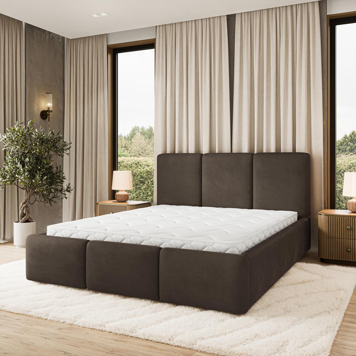POLSTERBETT MORENA MGV 200x200 cm mit Bettkästen - Braun - Braun, Holz (200/200cm) - MASSENO