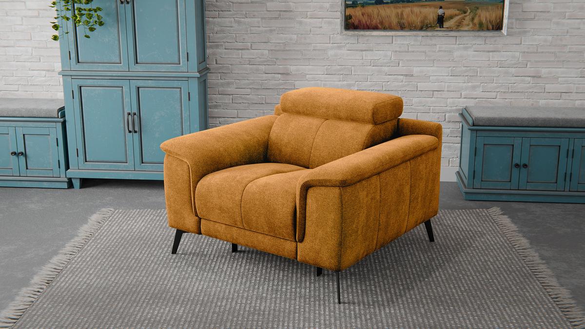 SESSEL FIERO mit Relaxfunktion, orange - Schwarz/Orange, Holzwerkstoff/Textil (114/82/103cm) - Wozimo
