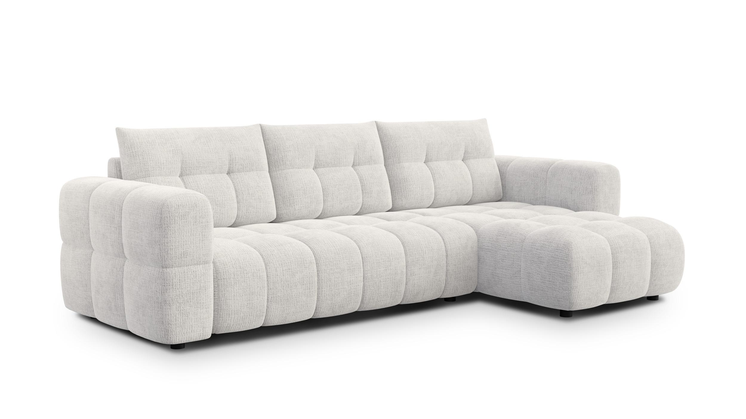 ECKSOFA CLOUDI 4-Sitzer rechts, creme - Creme/Schwarz, Holz/Textil (294/160cm) - Wozimo