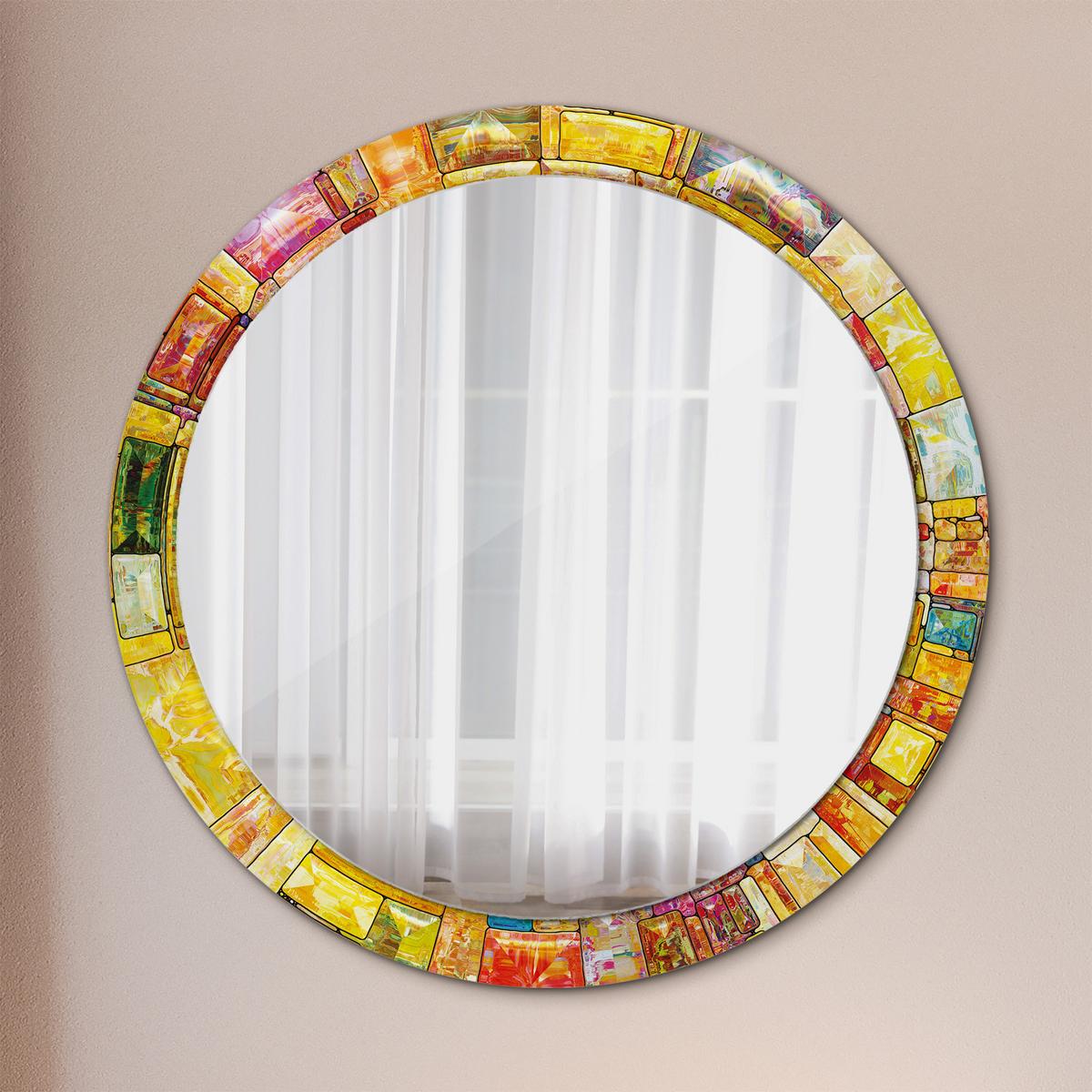 SPIEGEL Ø90 cm Rund mit Aufdruck - Multicolor, Glas (90/90/0.4cm) - TULUP