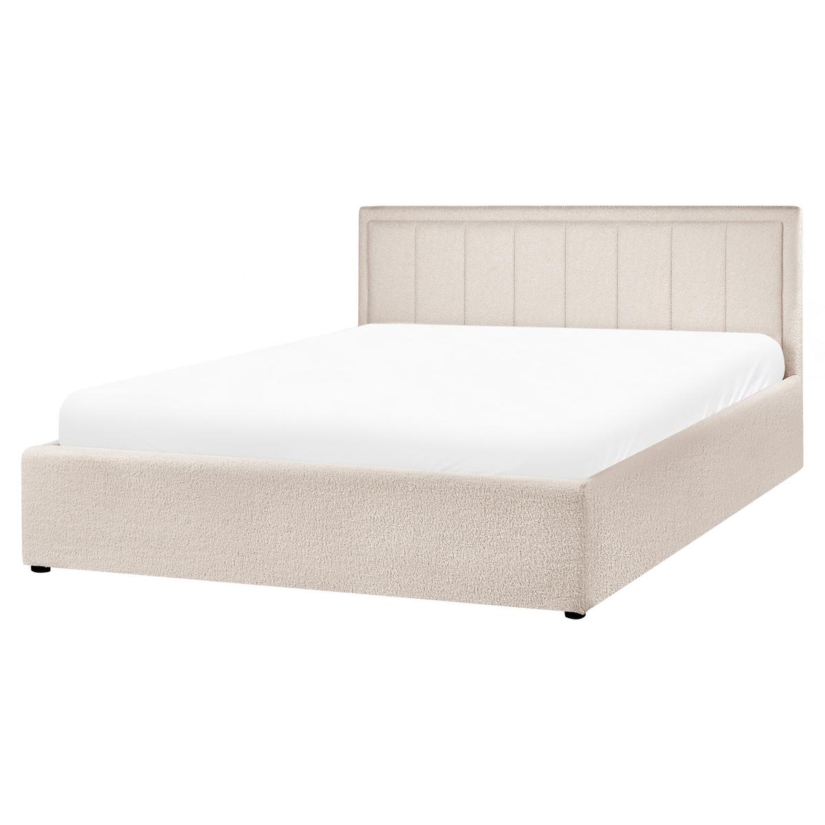 BETT mit Stauraum 160/200 cm Bouclé Beige Montlaur - Beige, Textil (160/200cm) - Beliani