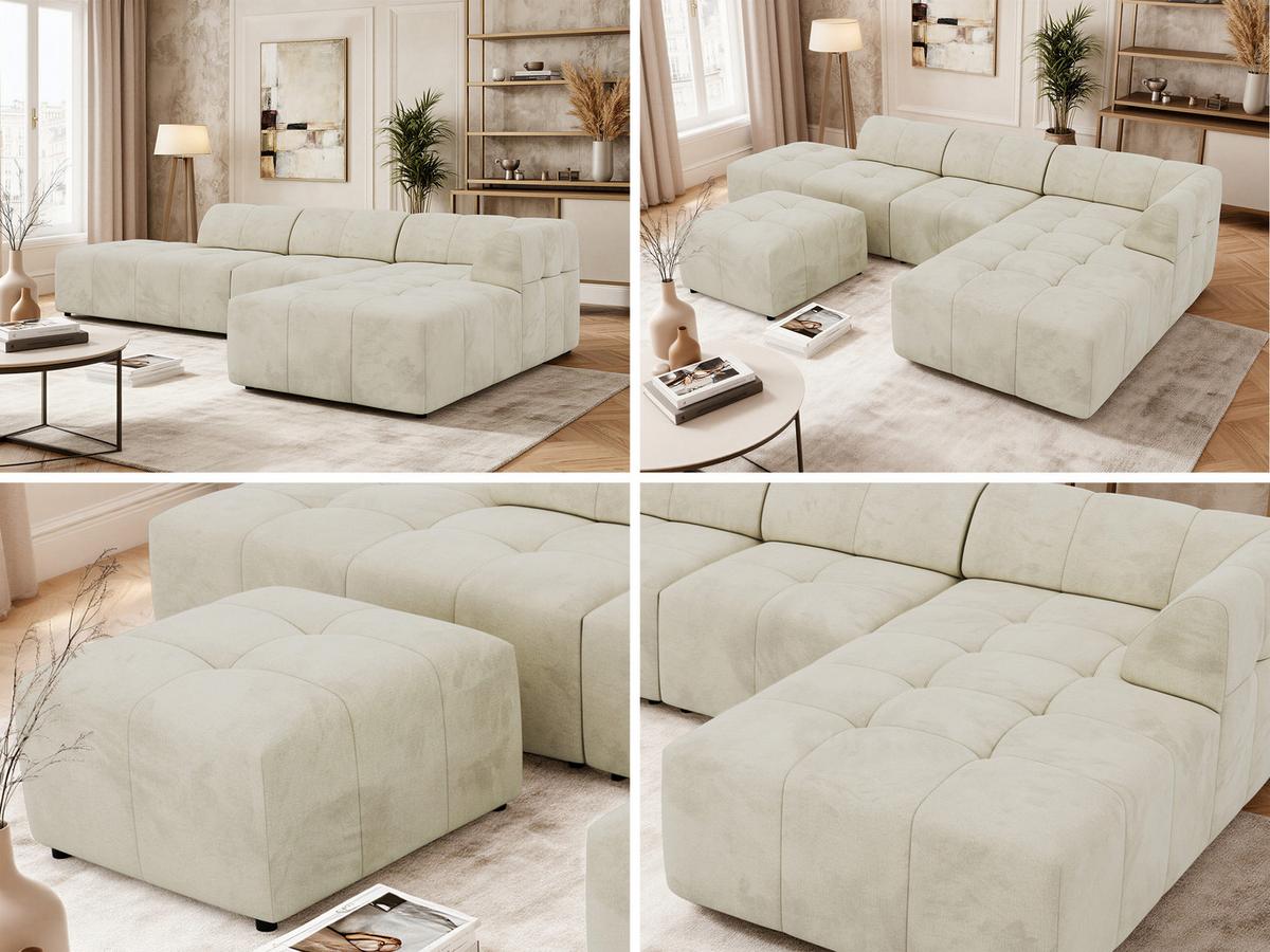 ECKSOFA GRIDA 4M L Beige Velvet - Rechts - Beige/Schwarz, Kunststoff/Textil (176/335cm) - MKS