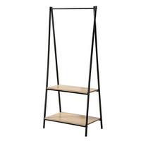 GARDEROBENSTÄNDER mit 2 Regalen - 64.5/40/151 cm - Schwarz, Metall (40/151/64.5cm) - Calicosy