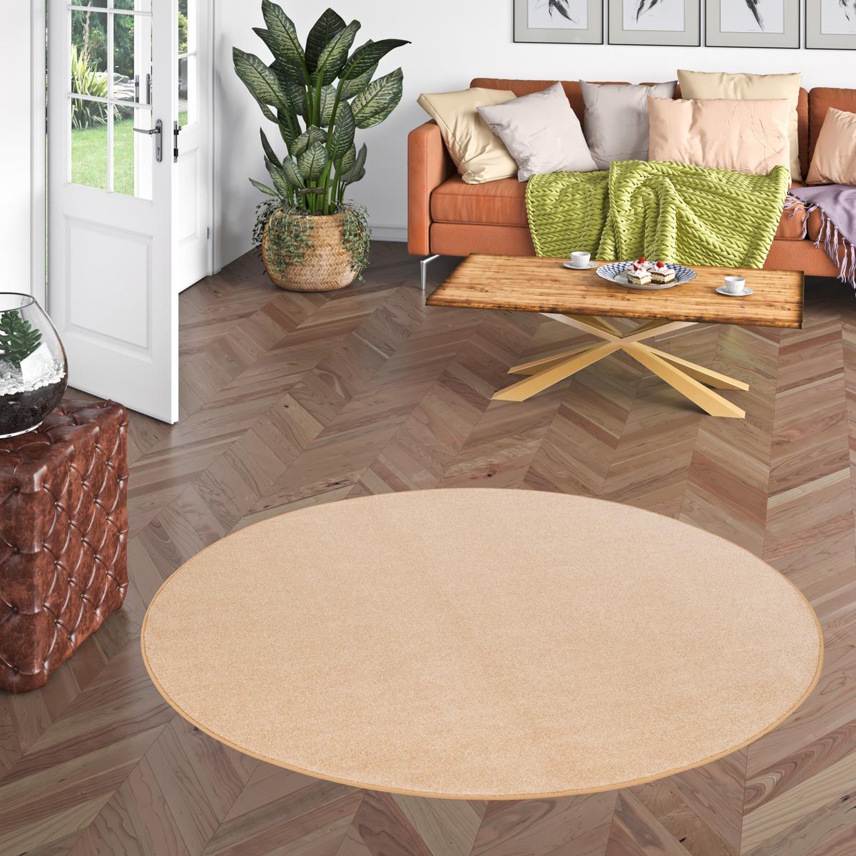 TREND VELOURS TEPPICH JOY RUND - Beige, Textil (100/100cm) - Snapstyle