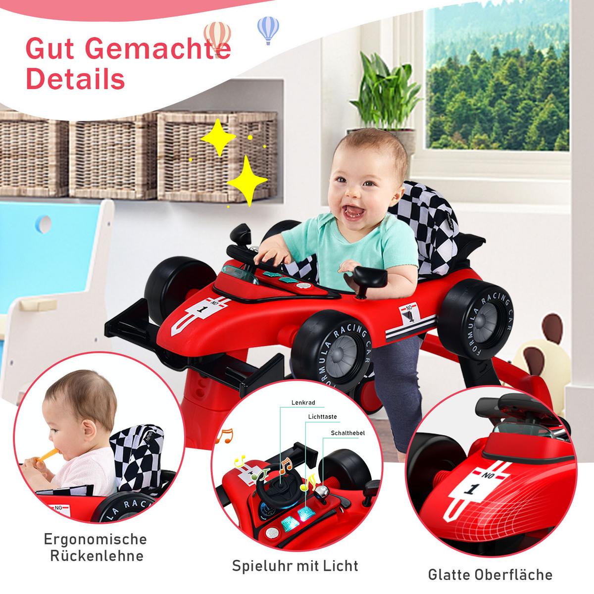LAUFLERNWAGEN Klappbar Rot - Rot, Kunststoff (76/56/64cm) - COSTWAY