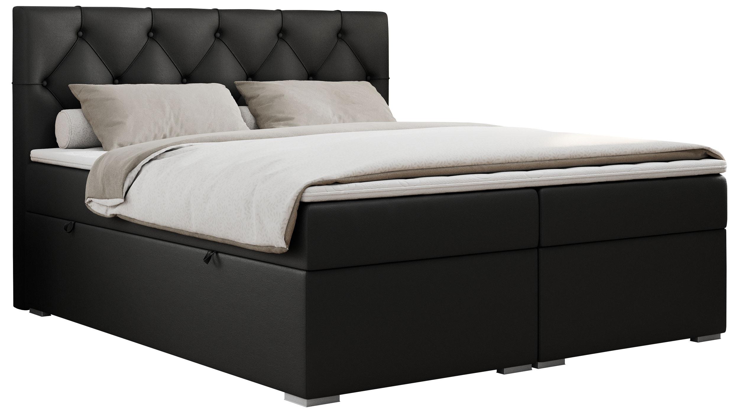BOXBETT ALDA 140/200 Schwarz Kunstleder - H3 - Schwarz, Holz/Textil (140/200cm) - MKS