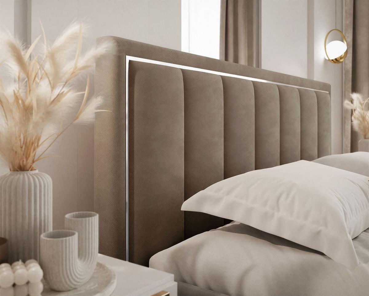 POLSTERBETT AURELIA SILVER mit Stauraum und Metallrahmen 120x200 French Velvet 656 - Beige, Textil (120/200cm) - Lookway