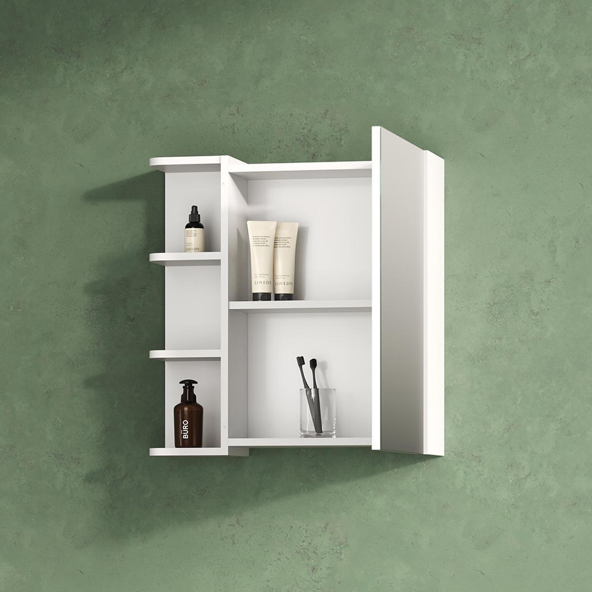 BADSPIEGELSCHRANK Fucino Weiß 62 x 64 cm - Weiß, Holzwerkstoff (62/64/20.8cm) - Livinity®