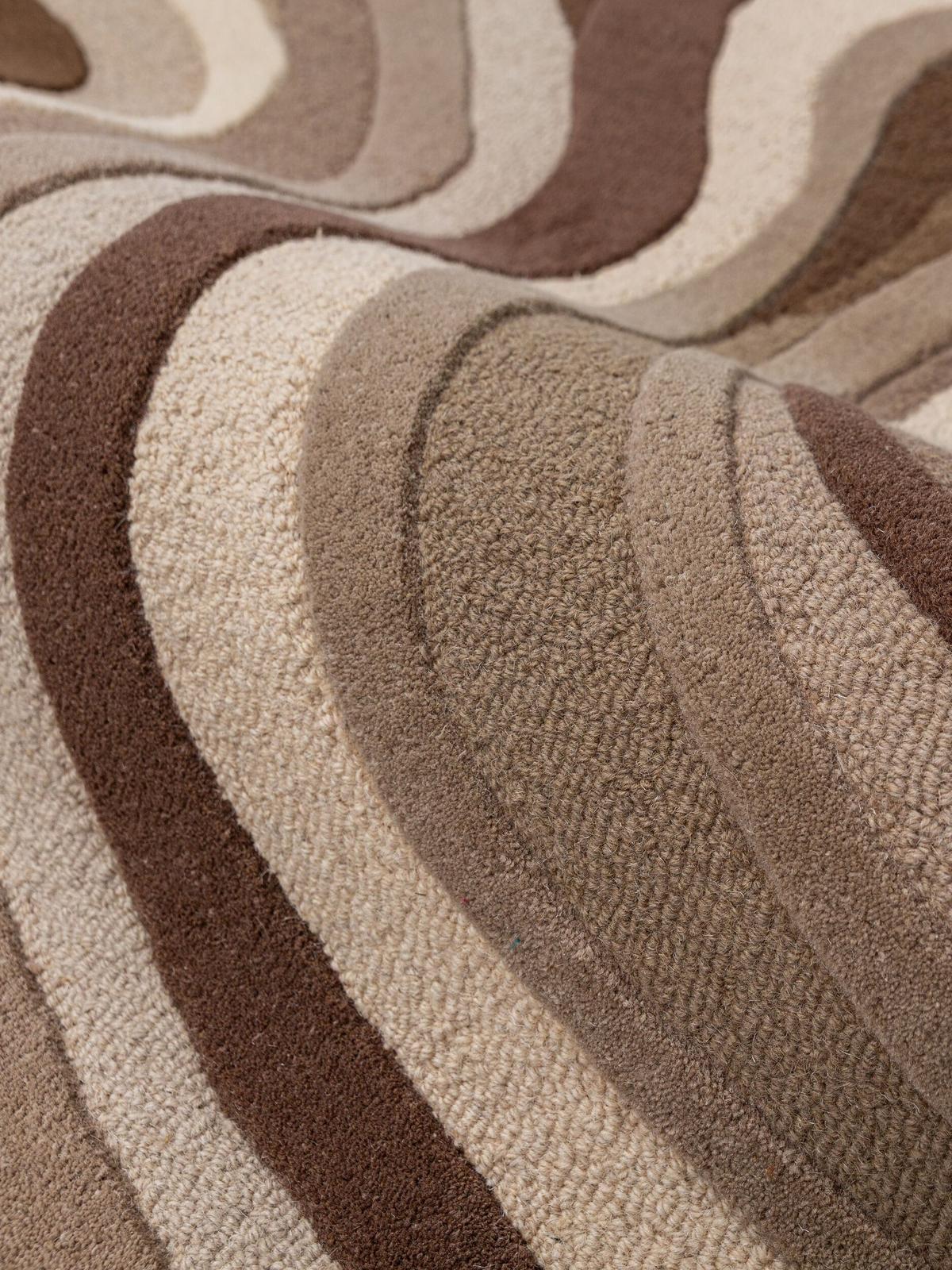 WOLLTEPPICH handgetuftet EFFRA, Wellen-Swirl, Natur, 140 x 200 cm - Beige, Textil (140/200cm) - KADIMA DESIGN