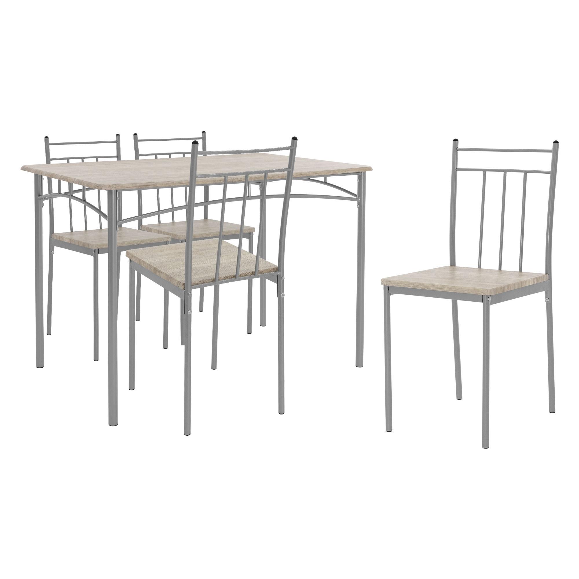 ESSTISCH SET 5-teilig Eiche hell - Beige/Grau, Holzwerkstoff/Metall (70/82.5/110cm) - ML-DESIGN
