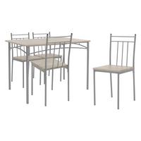 ESSTISCH SET 5-teilig Eiche hell - Beige/Grau, Holzwerkstoff/Metall (70/82.5/110cm) - ML-DESIGN