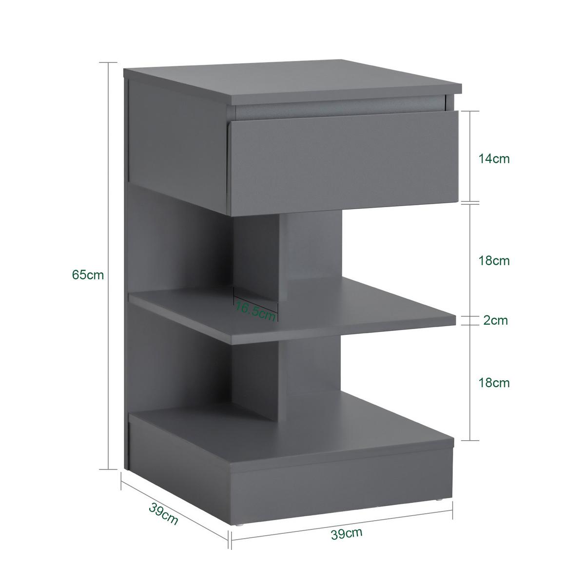 NACHTTISCH 2er Set, Beistelltisch Grau 39x39x65 cm - Grau, Holzwerkstoff (39/65/39cm) - SoBuy