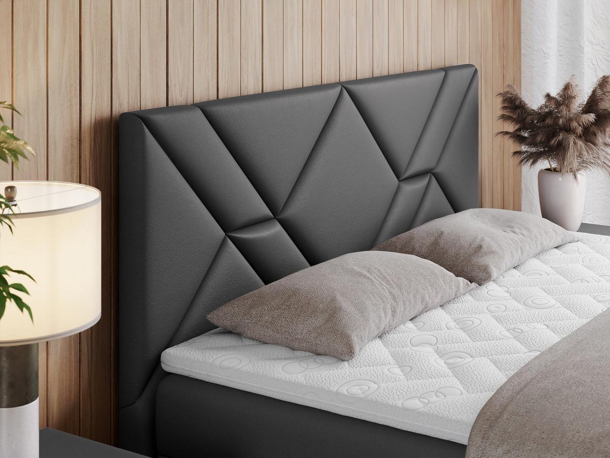 BOXBETT NEOMI 200/200 - Dunkelgrau Kunstleder - H4 - Visco - Dunkelgrau, Holz/Textil (200/200cm)