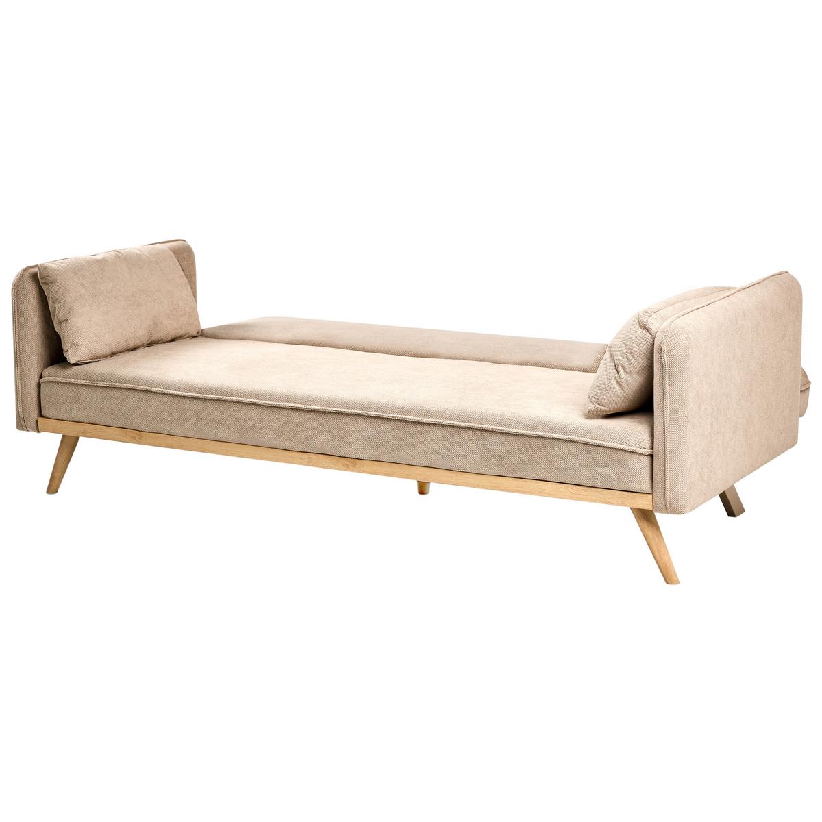 SCHLAFSOFA Stoff Hellbraun Asaa - Hellbraun/Braun, Textil (205/76/80cm) - Beliani