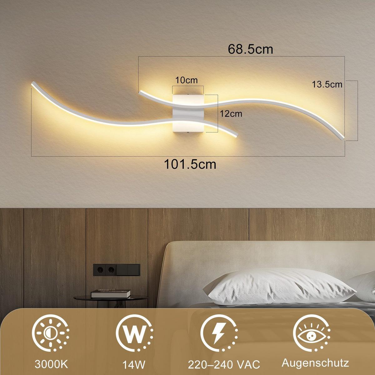 LED WANDLEUCHTE FRANKENBERG II 101.5/13.5/4.9 cm - Weiß, Metall (13.5/4.9/101.5cm) - Nettlife