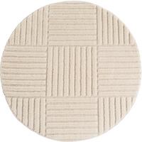 TEPPICH Hochflor RIGI in Creme, mit Cord-Streifen-Patchwork, Ø 200 cm - Beige, Textil (200/200cm) - KADIMA DESIGN