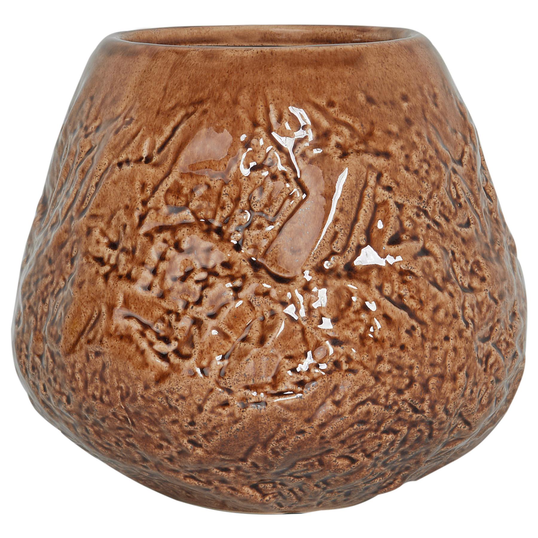 BLUMENVASE Steinzeug braun Betta - Braun, Stein (22cm) - Beliani