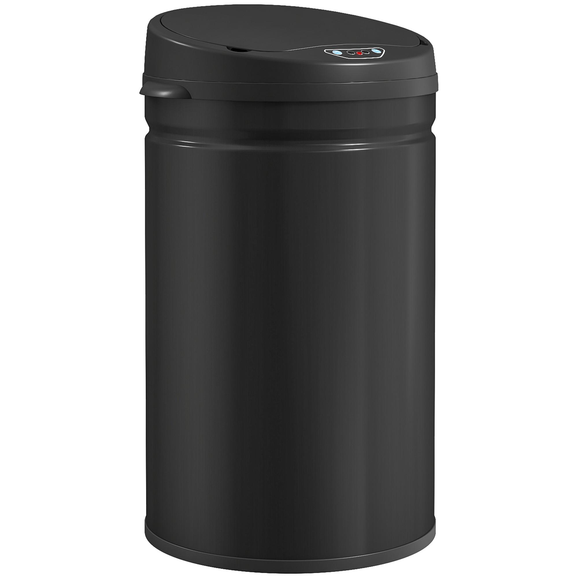 MÜLLEIMER mit Sensor 30L Edelstahl Automatischer Mülleimer mit Soft-Close-Deckel - Schwarz, Metall (30.5/51/32cm) - HOMCOM