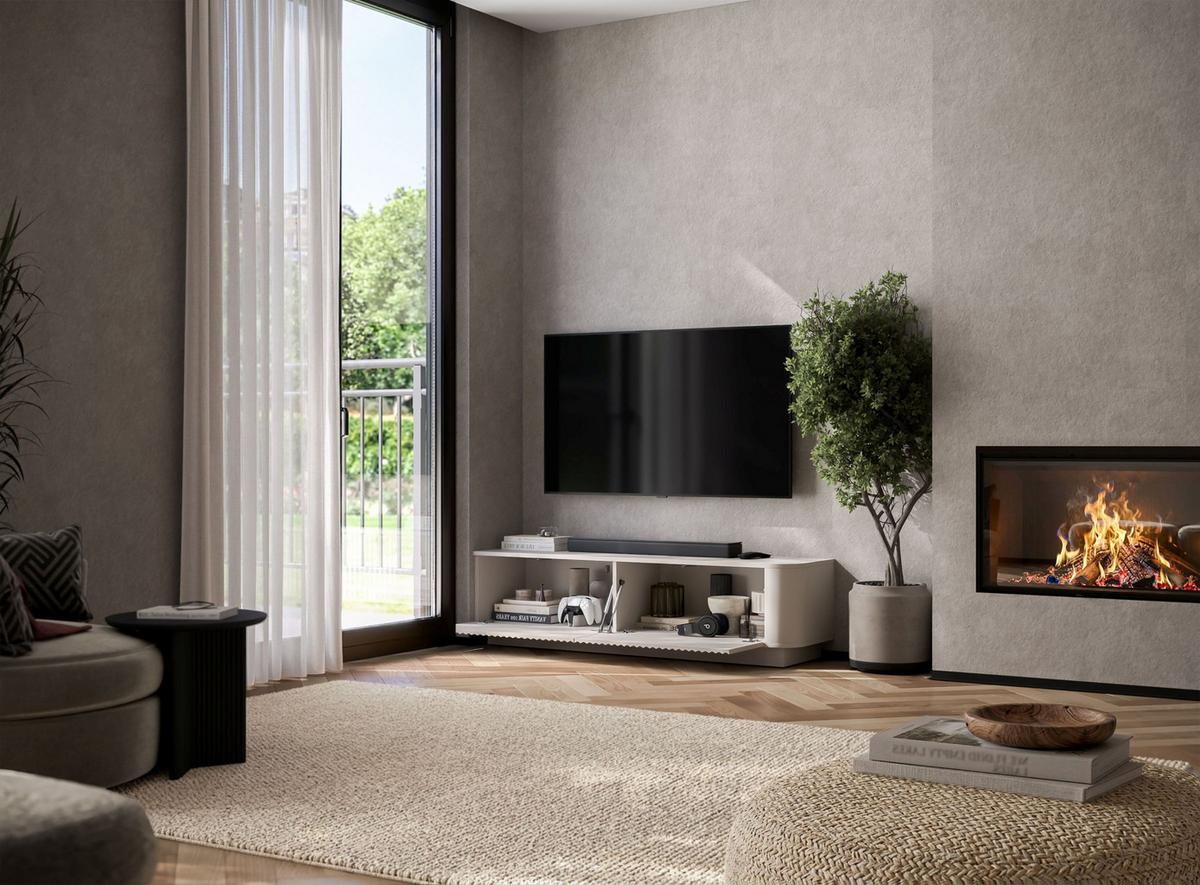 TV-LOWBOARD Aurora Kaschmir matt 140 cm mit Sockel - Kaschmir, Holzwerkstoff (140/37/35cm) - Meble Lindner